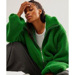 Free People super cute, faux-shearling bomber-style jacket!
